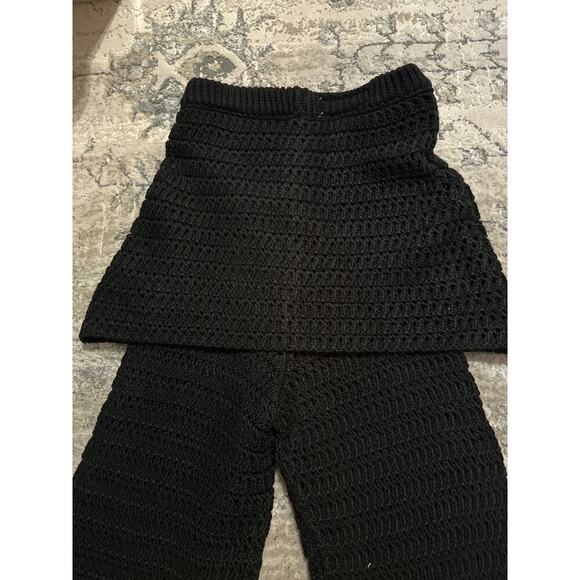 🔥FLASH SALE🔥 zara black knit crochet pants with skirt knit kids girls size 9-10 - Picture 8 of 8